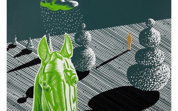 木刻版画《阵雨·绿马》创作视频