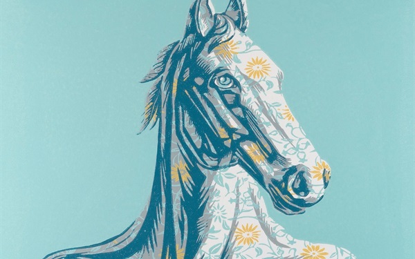 木刻版画《有纹身的马〉